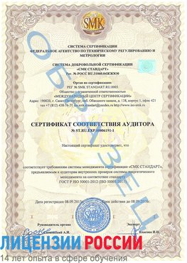 Образец сертификата соответствия аудитора №ST.RU.EXP.00006191-1 Киржач Сертификат ISO 50001